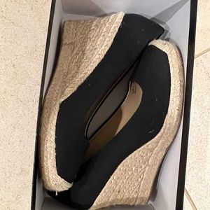 J Crew Black Canvas Wedge Espadrilles